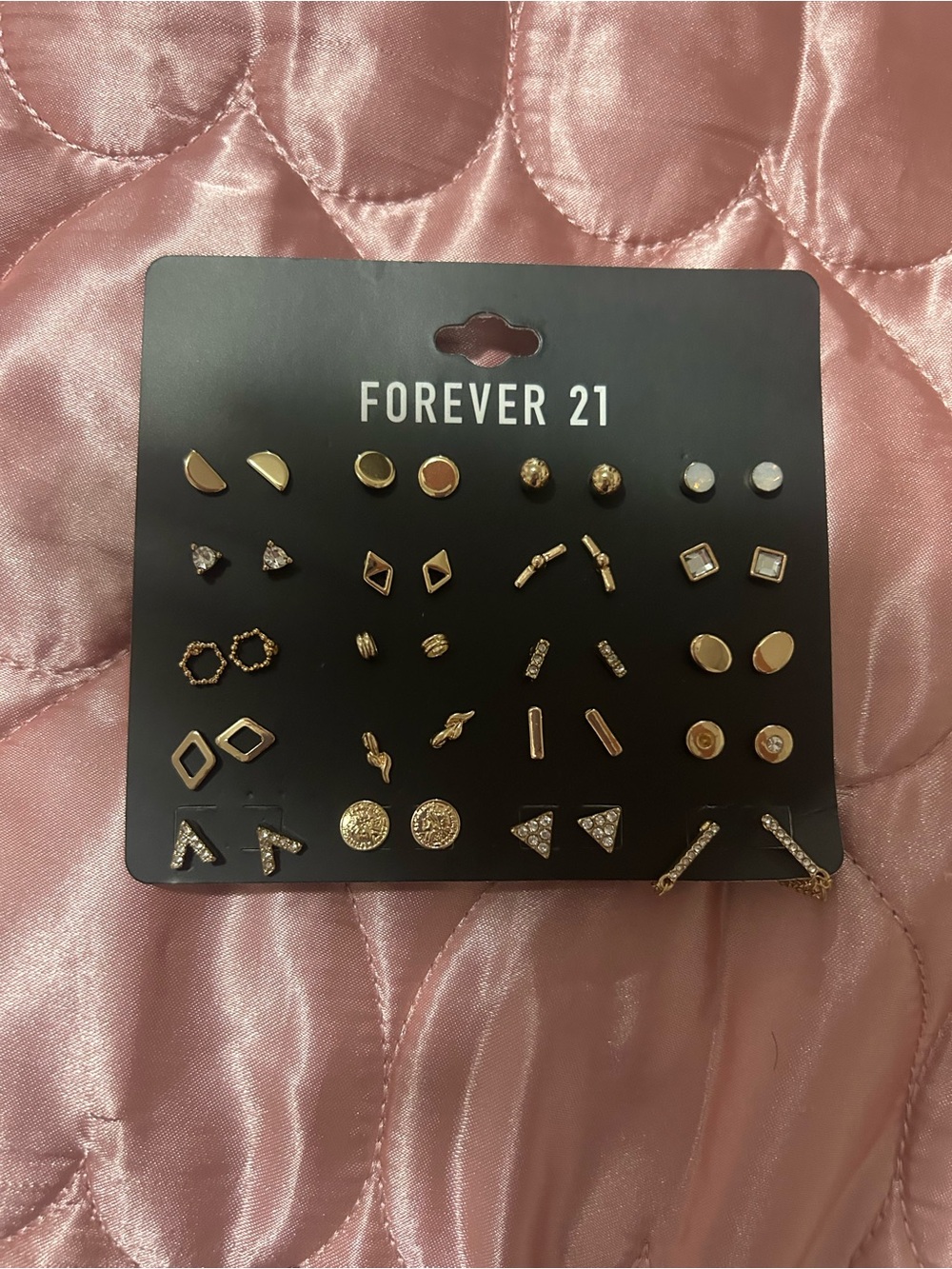 Forever 21 Gold Tone Mixed Stud & Hoop Earring Set